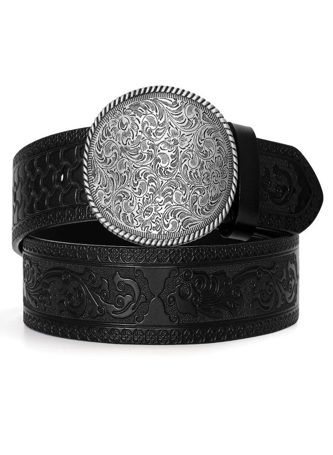 TRIWORKS Western Leather Buckle Belt for Men Women Cowboy Cowgirl Mens Leather Belt for Jeans - Image 1