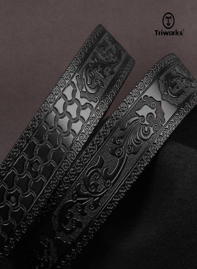 TRIWORKS Western Leather Buckle Belt for Men Women Cowboy Cowgirl Mens Leather Belt for Jeans - Image 2