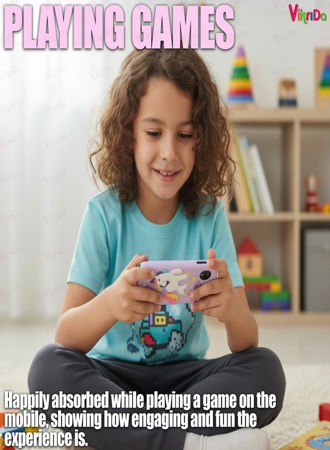 VikriDA Plastic Kids Smartphone Toy with MP3 Music Player Bumper Back Case Dual Camera for Selfies in-Built Games 2.4" Screen 8MP Camera Toys for Boys & Girls (Purple) - Image 2