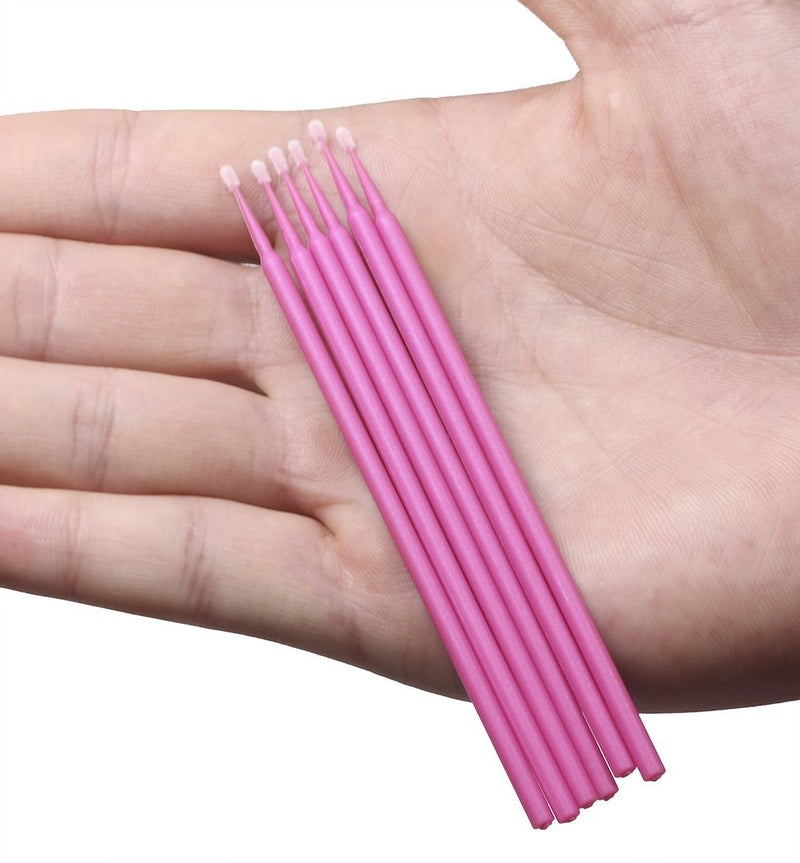 Mini Skater 100 Pcs Eyelash Cotton Swabs 2.0 mm Head Diameter Multipurpose Micro Applicators Dental Bendable Brush for Salon Home Personal Care Makeup Oral Using (Pink (Medium)) - Image 3