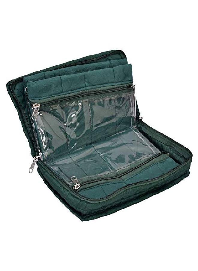 Kuber Industries Embroidery Design Satin Jewellery Pouch Cum Makeup Kit (Green) Kubmart02518  - Image 3