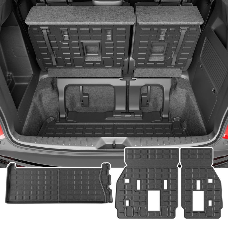 powoq 7&8 Seats Cargo Mat Compatible with 2021-2026 Toyota Sienna Trunk Mat Cargo Liner TPE Backrest Mat Trunk Liner Replacement for 2021-2026 Toyota Sienna Accessories (Trunk Mat+Backrest Mat) - Image 1