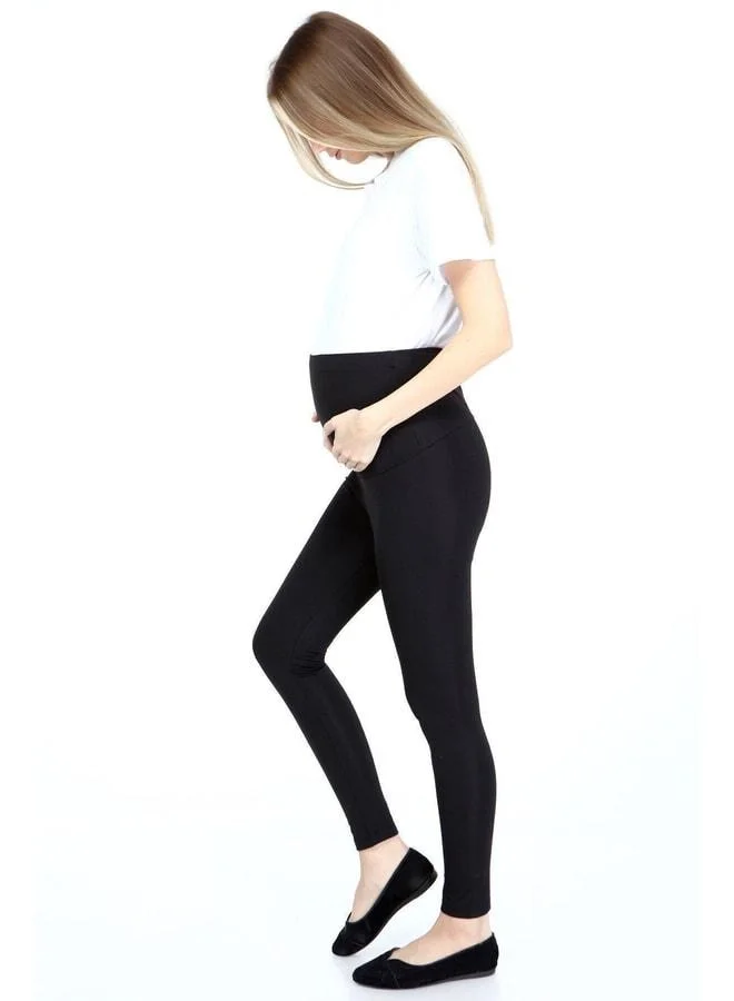 LuvmaBelly Myrb8060 Thermal Fleece-Lined, Heat-Retaining Adjustable Waist Maternity Leggings.