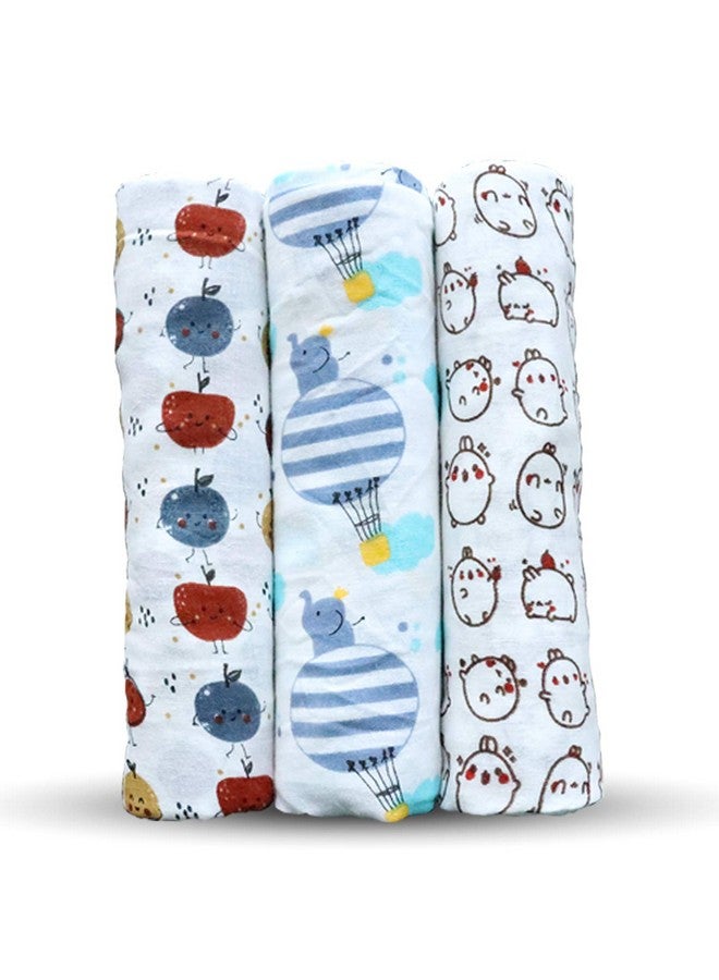 Dolphers Organic Cotton Baby Muslin Swaddle (Multicolour, 100X100 Cm) - Pack Of 3 - Image 1