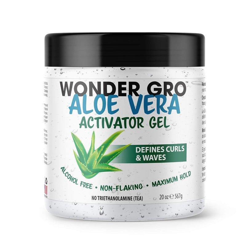 Wonder Gro Aloe Vera Activator Gel 20 fl oz  NonFlaking AlcoholFree  Defines Curls  Waves