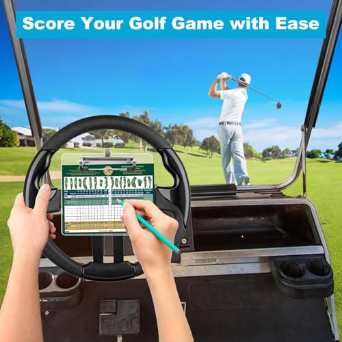 MOSNAI Golf Cart Steering Wheel Scorecard Holder with Pencil Holder & Clip Fit for Club Car DS & Precedent EZGO TXT & RXV Yamaha Golf Carts - Image 2