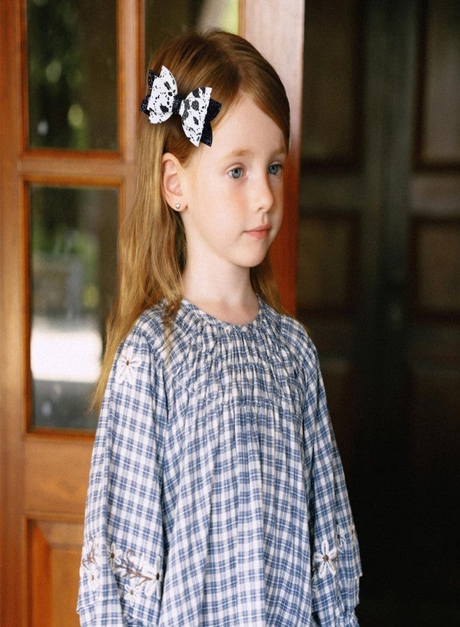 Miroksh 2pcs 3.5 in Glitter Cow Hair Bow Clips,Sparkly Black White Cow Print Bowknot Alligator Barrettes for Western Girls,Teens,Toddlers,Baby Birthday Party Dress Decor Accessories Gift - Image 3