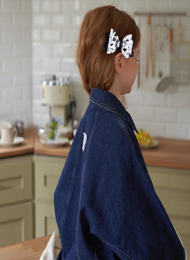 Miroksh 2pcs 3.5 in Glitter Cow Hair Bow Clips,Sparkly Black White Cow Print Bowknot Alligator Barrettes for Western Girls,Teens,Toddlers,Baby Birthday Party Dress Decor Accessories Gift - Image 5