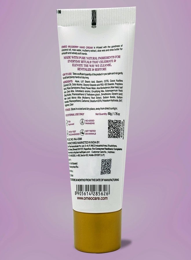 Omeo Mulberry Hand Cream 50g for Intense Hydration & Moisturized Skin with Coconut Oil, Shea Butter & Aloe Vera, Rose Water & Mulberry Extract | For Dry & Rough Hand, Cruelty Free | Women & Men - Image 5
