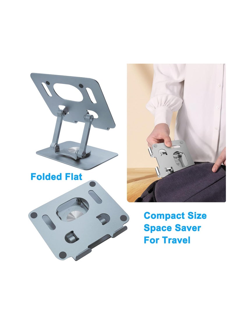 DCAF Adjustable Foldable Laptop Stand, 360 Degree Rotating Desktop Computer Tablet iPad Ergonomic Aluminum Elevated Table for 5-12 Inch Mobile Phone Screen, Grey...