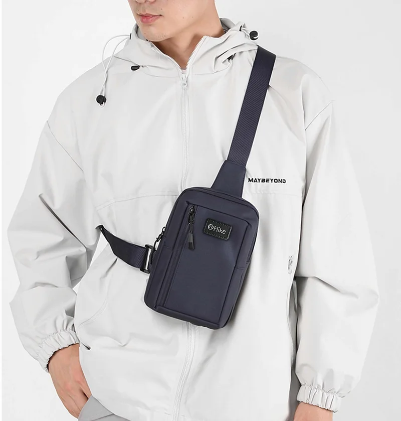 Hike Unisex Cross Body Chest Bag Synthetic Water-Resistant Scratch Resistant Small Shoulder Sling Bag for Business Travel Outdoor Shopping, HK9004, Blue
