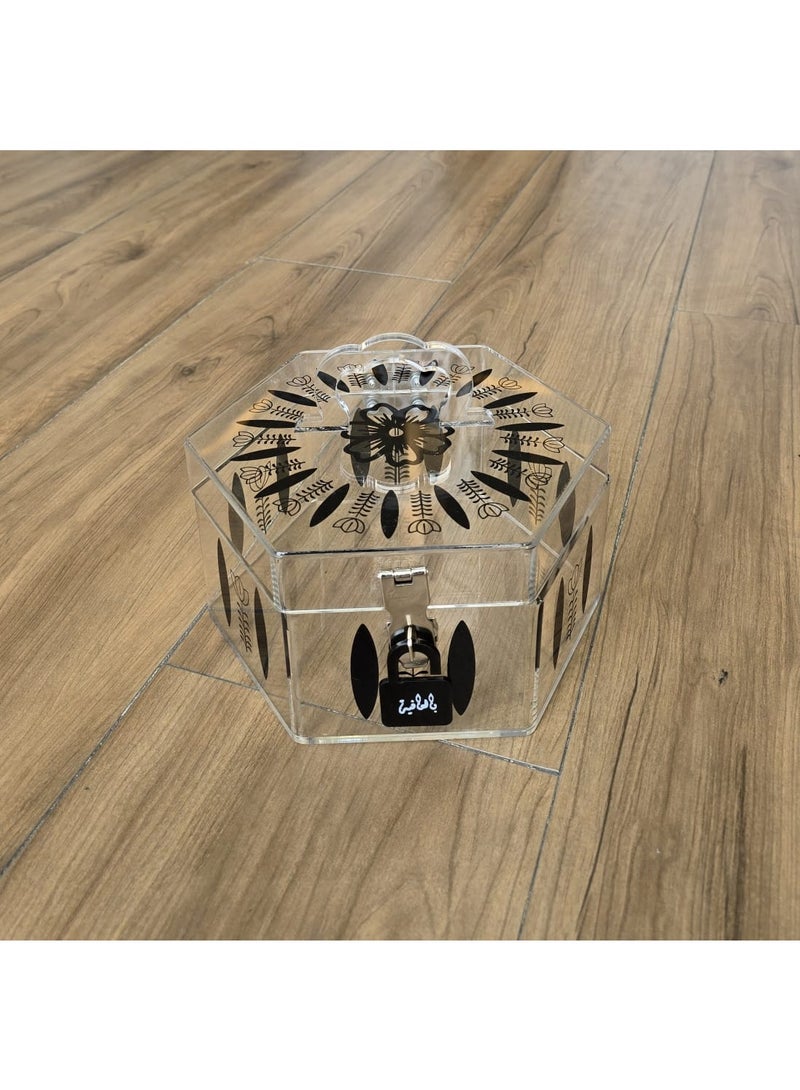 Bayti_hh Decorative Hexagonal Storage Box with Handle – Elegant Organizer for Home & Accessories (Design A extra large black)