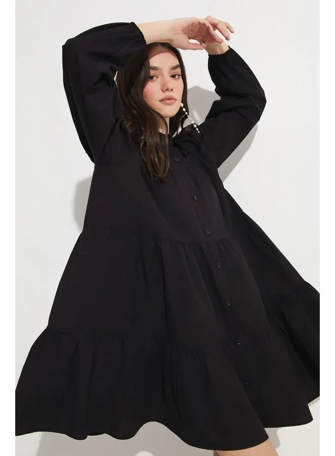 JUNE Black Tiered Dress