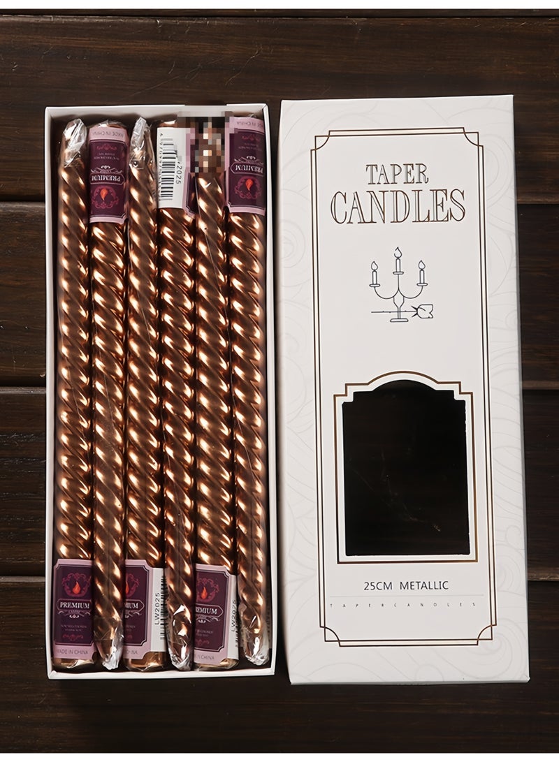 Bronze Spiral Taper Candles 12 Pack - 25cm/10" Long - 2cm Diameter - European Style - Smokeless - Perfect for Home Decor, Weddings & Birthdays - Image 2