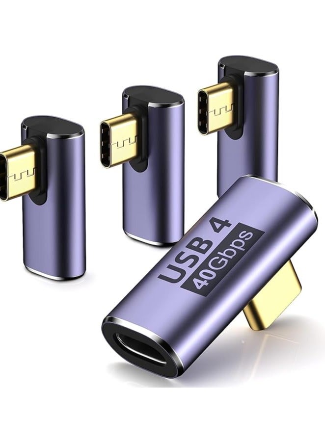 erorex 4 Pack USB C Right Angle Adapter, USB C 90 Degree Adapter with 8K 60Hz Video 40 Gbps Data Transfer PD 100W Compatible for Thunderbolt 3/4, MacBook Pro/Air, USB-C HUB/Dock and More Type C Devices  - Image 1
