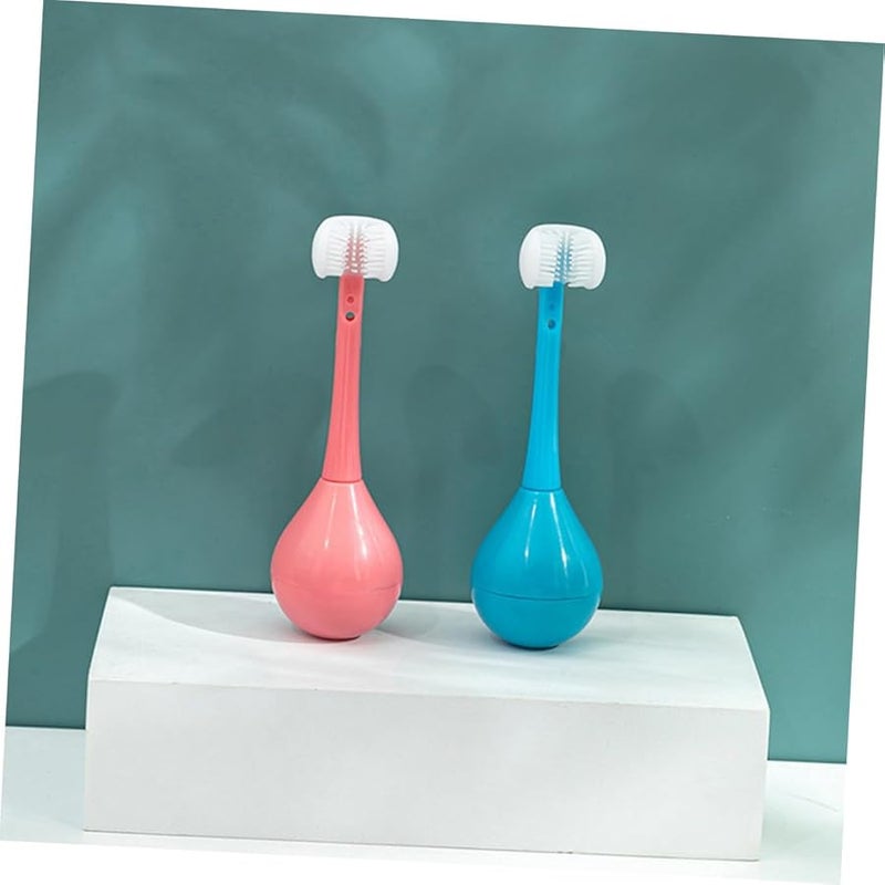 مجموعة فرشاة أسنان للأطفال، قطعتان، شعيرات ناعمة، مقبض مريح، أزرق ووردي - Image 4