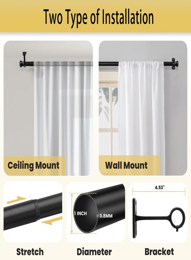 SOMINS 1 Inch Curtain Rods for Windows 28 to 48, Outdoor Industrial Adjustable Drapery Rods, Indoor Rustic Curtain Pole with Brackets, Black, 28"-48" - Image 5