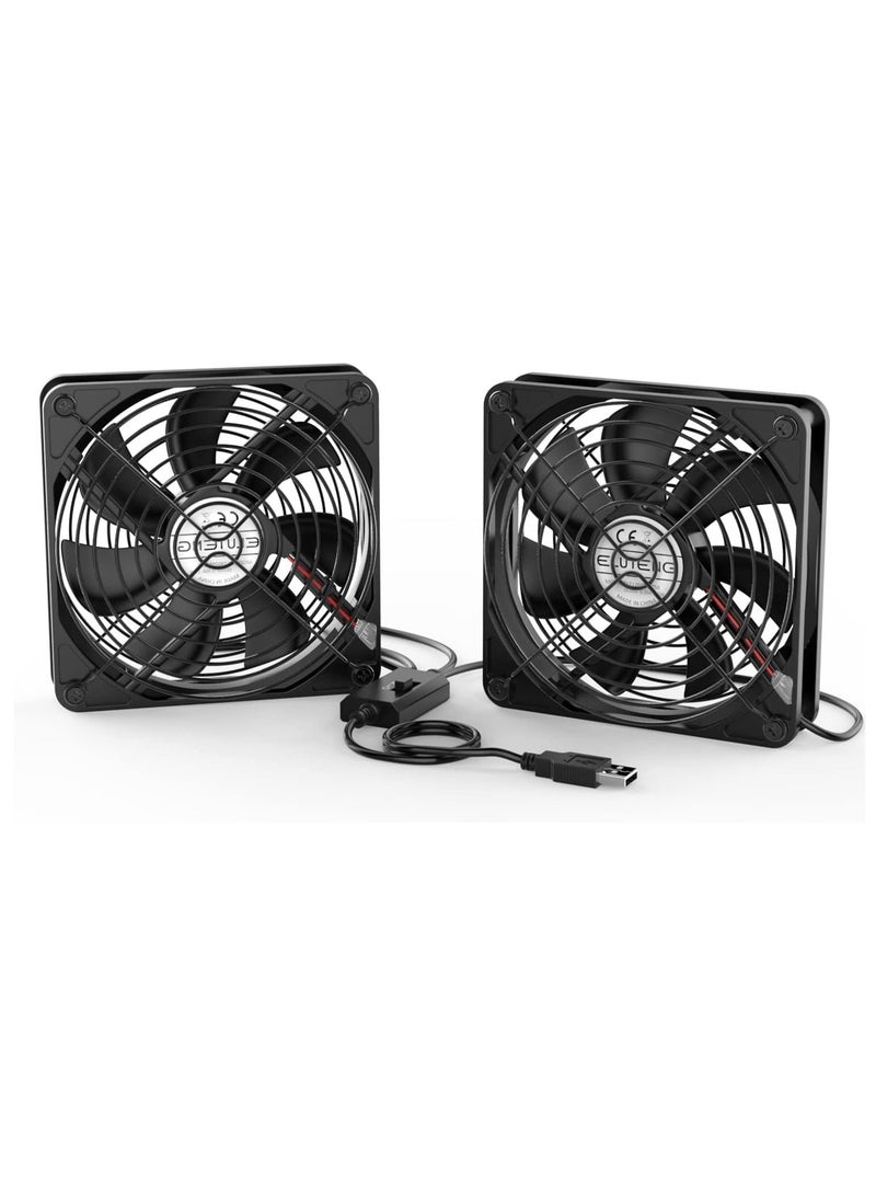Excefore PC Fans 140mm 5V 2 In 1 Desk USB Cooling Fan 3-Degree Speed Switch Portable Home Office Fans Metal USB Powered Cooling Fan for Laptop/TV Box/AV cabint/PS4/Router - Image 1