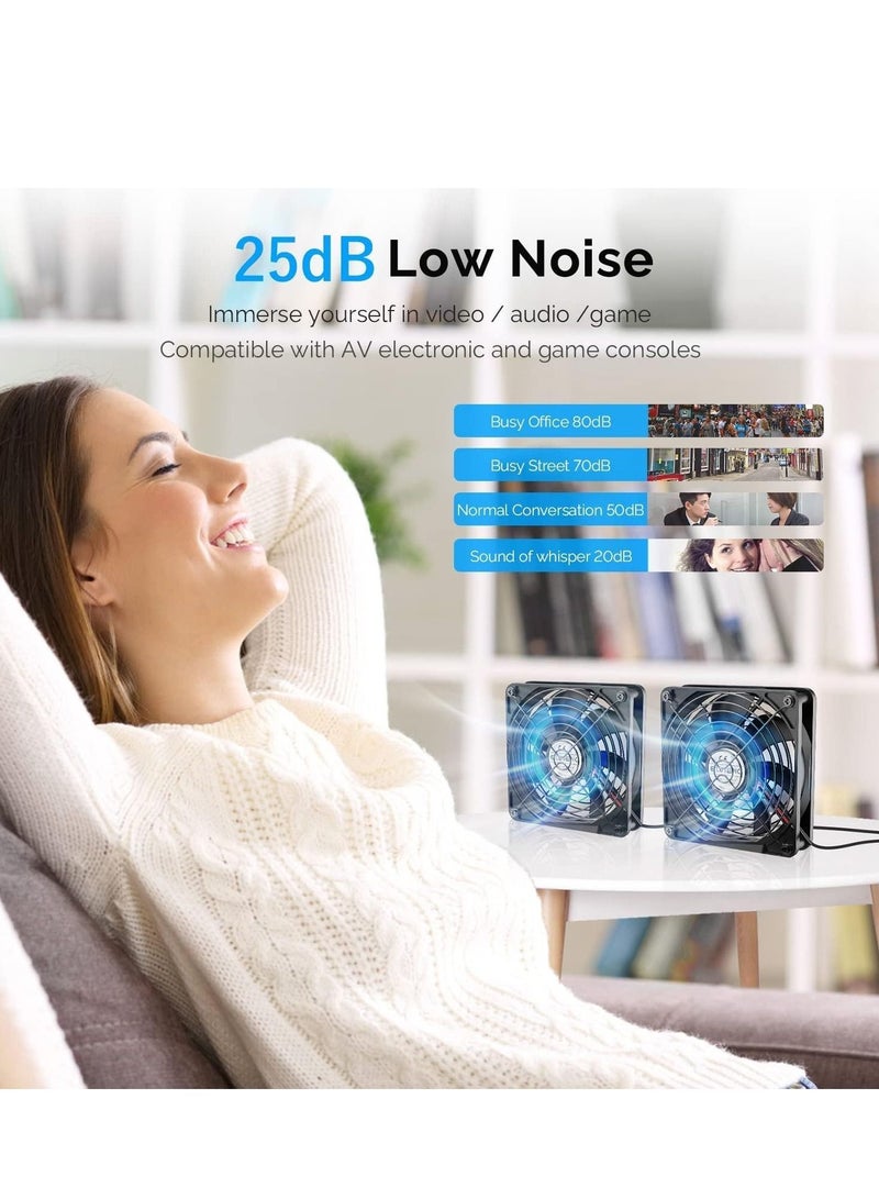 Excefore PC Fans 140mm 5V 2 In 1 Desk USB Cooling Fan 3-Degree Speed Switch Portable Home Office Fans Metal USB Powered Cooling Fan for Laptop/TV Box/AV cabint/PS4/Router - Image 5