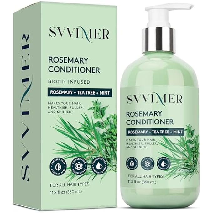 Svvimer ROSEMARY HAIR GROWTH CONDITIONER: THICKENING MOISTURISING PRODUCT WITH BIOTIN FOR WOMEN MEN - FOR DAMAGED DRY THINNING HAIR 11.8 FL.OZ - Image 1