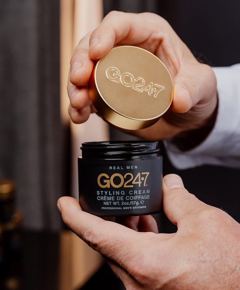 GO247 Styling Cream - Medium Hold Matte Finish Styling Cream for Men - Controls Frizz & Flyaways - Ideal for Natural, Flexible Styles - Perfect for Short to Medium Hair, 2 Oz - Image 4