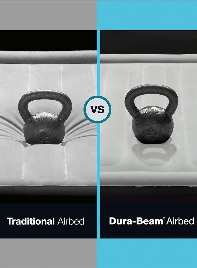 TIGER Dura-Beam Plus Comfort Queen Air Bed | High-Rise Inflatable Mattress with Built-In Electric Pump & USB Fast-Fill Support | 203x152x36CM Queen Size Airbed for Travel, Home & Camping | Fiber-Tech Durable Construction | Soft Plush Top for Comfort - Image 4