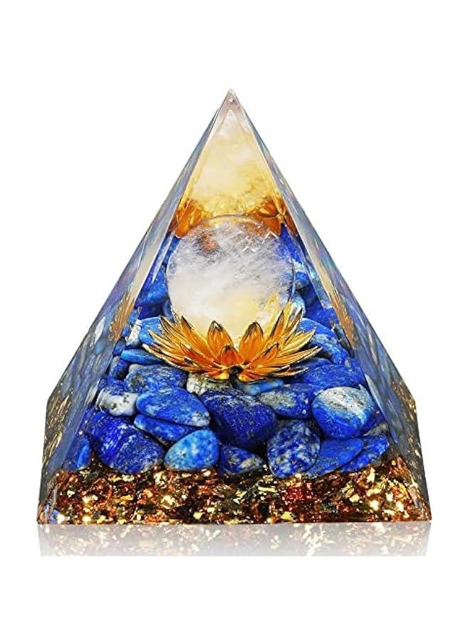Generic Orgone Pyramid for Positive Energy, Orgonite White Crystal&Lapis Lazuli Stone Healing Crystals Pyramid Set for Reduce Stress Chakra Reiki Healing Meditation Attracts Lucky  - Image 1