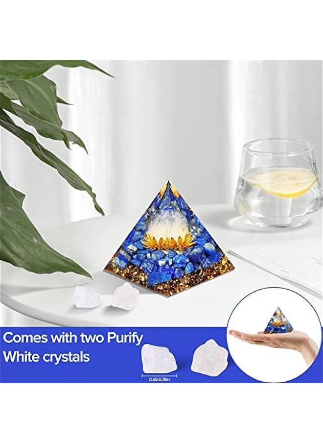 Generic Orgone Pyramid for Positive Energy, Orgonite White Crystal&Lapis Lazuli Stone Healing Crystals Pyramid Set for Reduce Stress Chakra Reiki Healing Meditation Attracts Lucky  - Image 5