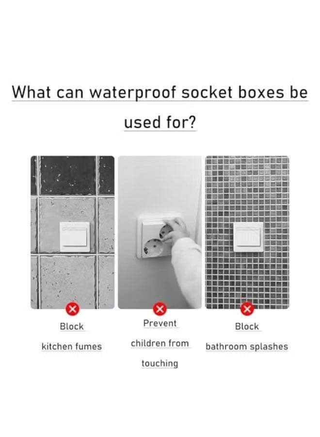 Amanli Waterproof Socket Cover, 2 Pack Wall Switch Cover, Self-Adhesive Electrical Outlet Protector, Splashproof and Dustproof Plug Guard, Baby Safety Light Switch Guard for Bathroom, Kitchen and Home Security (White) - Image 4
