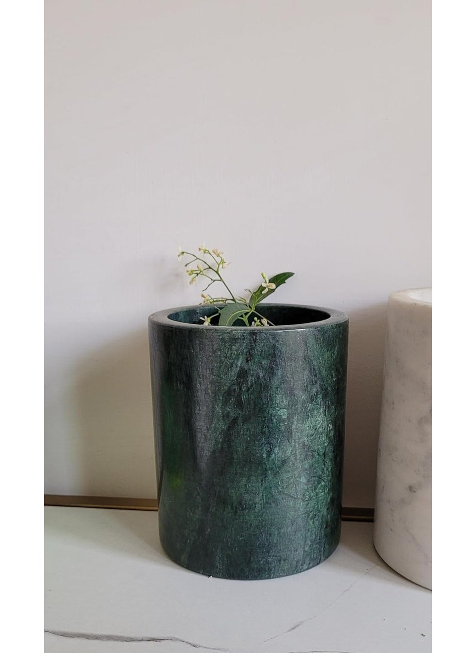 R&M - RM Green Marble Utensil and Wine Bottle Holder, Flower Vase, Black Stone Customize Kitchen Tools - Image 1