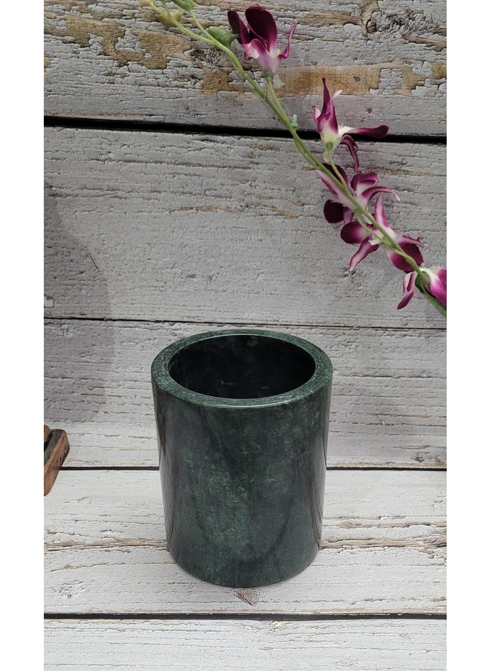 R&M - RM Green Marble Utensil and Wine Bottle Holder, Flower Vase, Black Stone Customize Kitchen Tools - Image 1