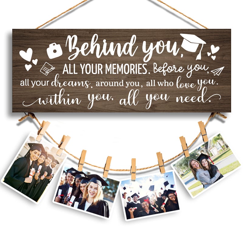 GEMTEND 2025 Graduation Gifts for Her Him Behind You All Your MemoriesCongratulations Inspirational High School College Graduation Picture Frame for Her Best Friend Women Going Away Gifts
