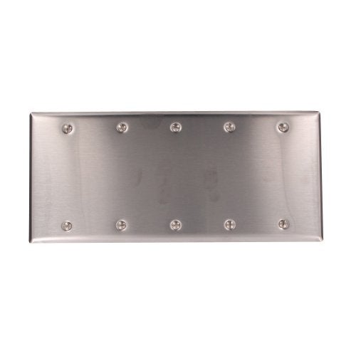 Leviton لوحة حائط فارغة من ليفيتون 5-غنغ، حجم قياسي، فولاذ مقاوم للصدأ غير مغناطيسي، 84065-40 - Image 3