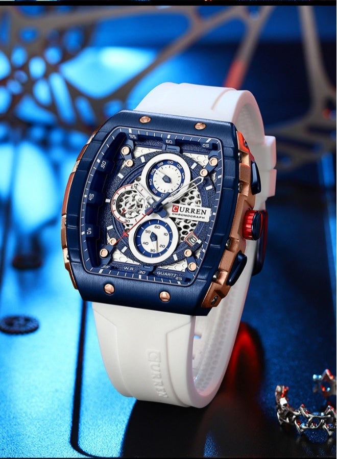 CURREN CURREN 8442M Men Quartz Sport Watch Silicone Strap Alloy Case Fashion Multifunction Wristwatch Abrastion Resistant glass 3ATM Luminous Display Chronograph Calendar Date Watches - Image 2