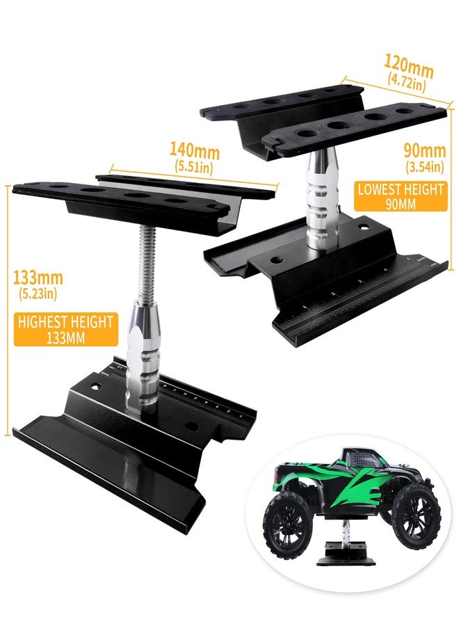 Hobbyfire Aluminum Alloy RC Car Repair Work Stand Hobby Tool Set 360 Degree Rotation Lift/Lower and RC Screws Kit Repair Tool Box for 1/8 1/10 1/12 1/16 1/18 RC Car Truck Buggy Models (Black) - Image 3