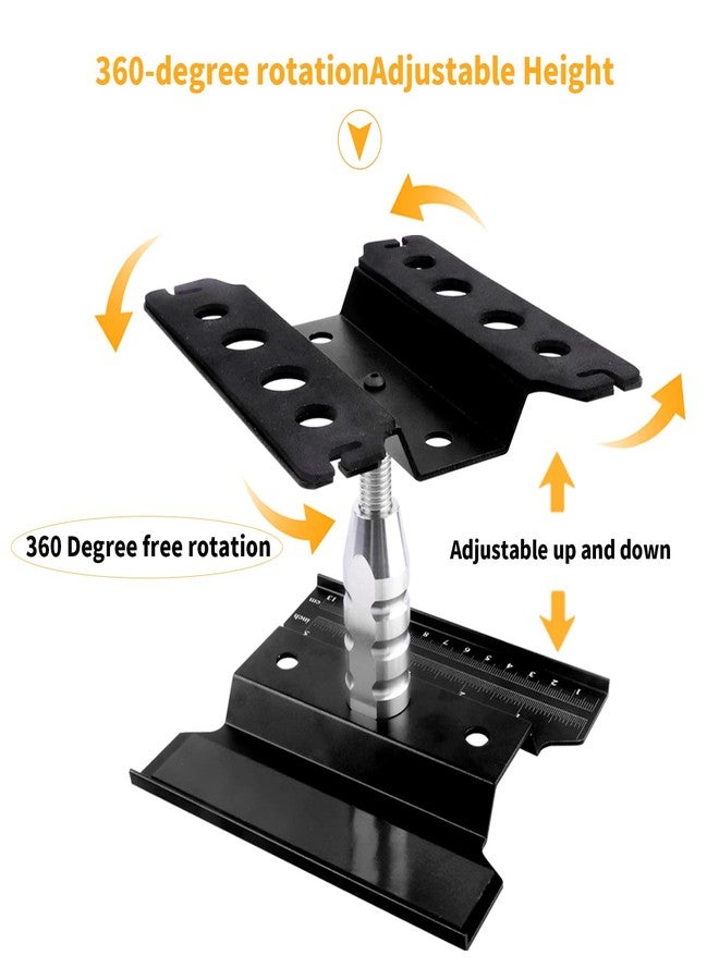 Hobbyfire Aluminum Alloy RC Car Repair Work Stand Hobby Tool Set 360 Degree Rotation Lift/Lower and RC Screws Kit Repair Tool Box for 1/8 1/10 1/12 1/16 1/18 RC Car Truck Buggy Models (Black) - Image 2