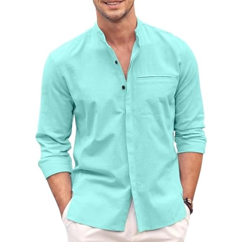 Bellstone Men's Solid Cotton Shirt | Casual | Plain | Full Sleeve | Summer-Regular Fit| Men Stylish Shirt | Everyday Formal Wear |Soft Breathable Fabric | Everyday Smart Casual Wear Aqua - Image 1