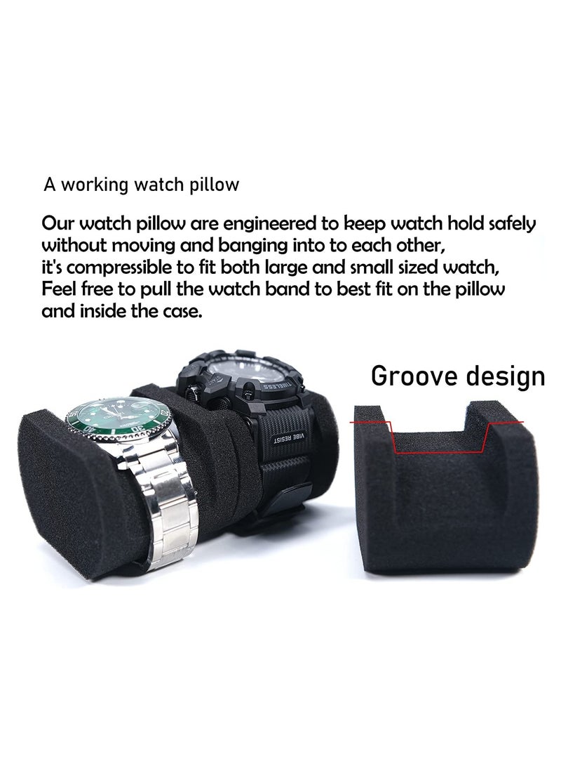 خاجول منظم ساعات للسفر، يتسع لخمس ساعات، منظم تخزين وعرض مع وسادة مبتكرة للساعات، مناسب للساعات الكبيرة حتى مقاس 60 مم (أسود) - Image 2