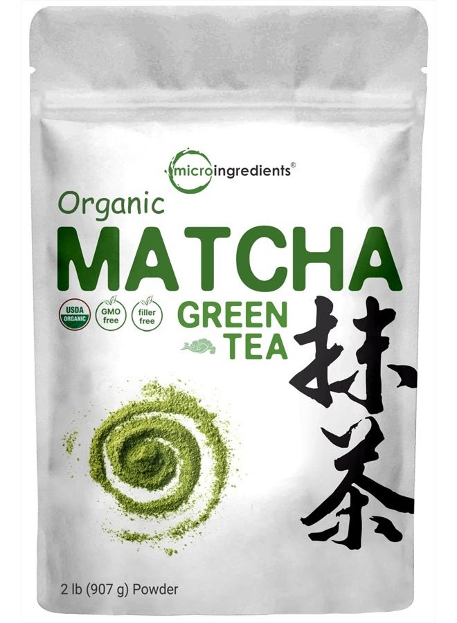 Micro Ingredients Organic Matcha Green Tea Powder, 2 Pound (32 Ounce), Culinary Grade - Unflavored - First Harvest Authentic Japanese Origin, 100% Pure Matcha for Smoothies, Latte and Baking, Non-GMO, Non-Irradiation - Image 1