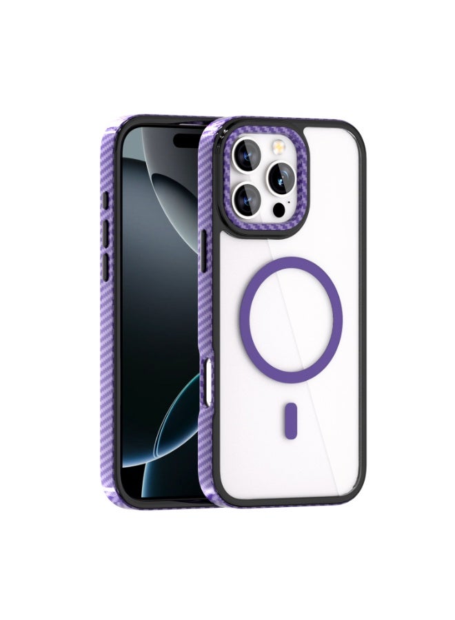 general For iPhone 16 Pro Max Magnetic Charging Case Kevlar Texture Carbon Fiber Transparent Hard Shell for iPhone 16 Pro Max - Image 1