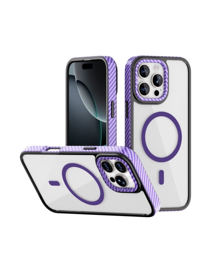 general For iPhone 16 Pro Max Magnetic Charging Case Kevlar Texture Carbon Fiber Transparent Hard Shell for iPhone 16 Pro Max - Image 3