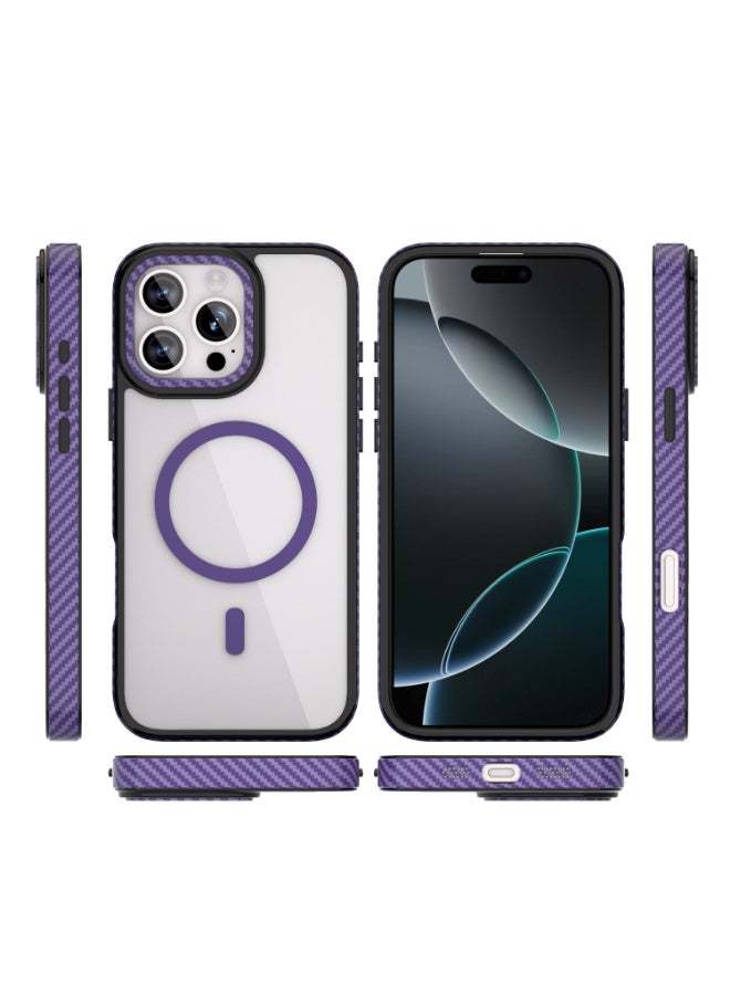 general For iPhone 16 Pro Max Magnetic Charging Case Kevlar Texture Carbon Fiber Transparent Hard Shell for iPhone 16 Pro Max - Image 2