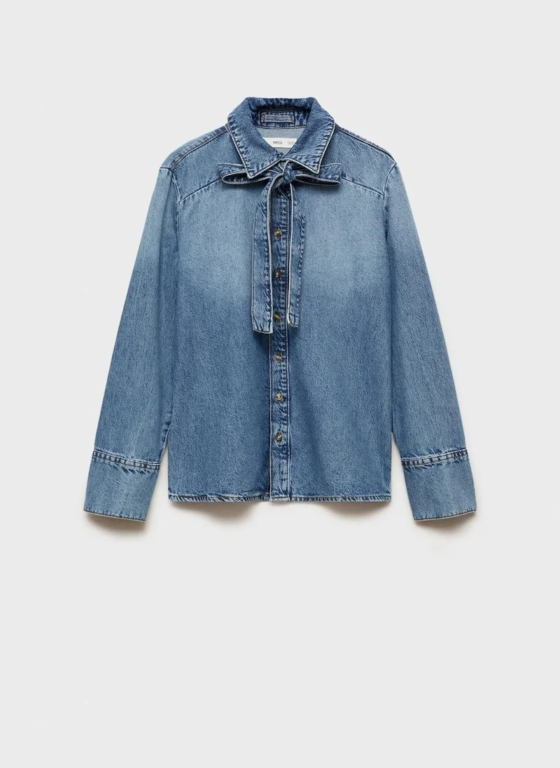 MANGO Denim Shirt With Bow