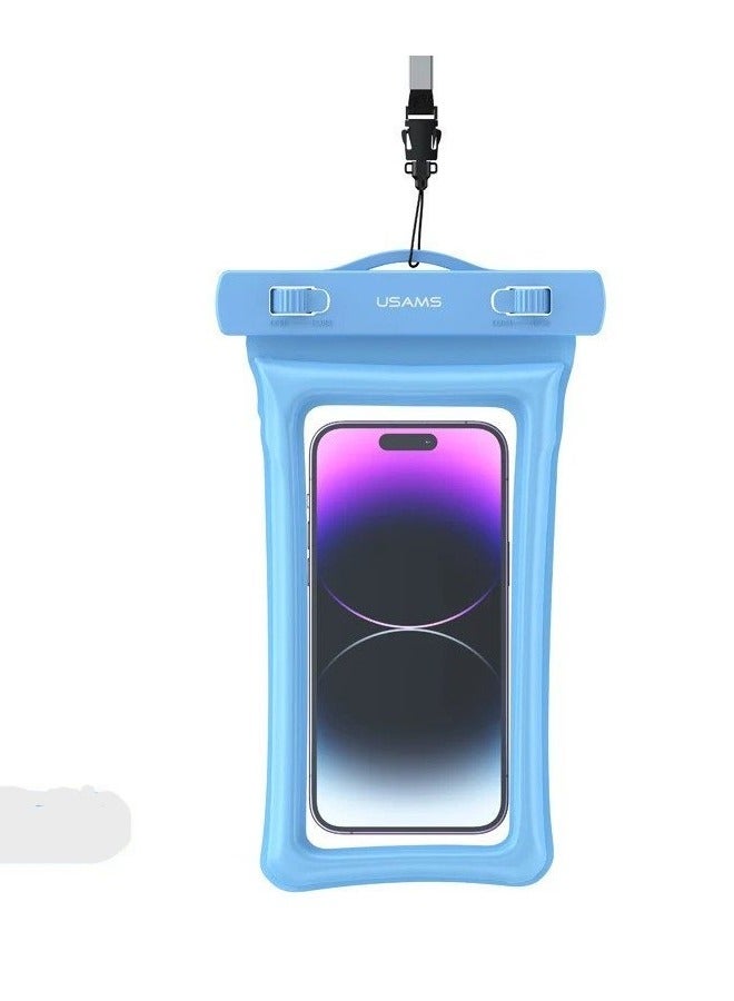 أوسامس 7 بوصة الهاتف المحمول حقيبة مضادة للماء العائمة وسادة هوائية حقيبة سباحة الحقيبة الهاتف واقية الأزرق - Image 1