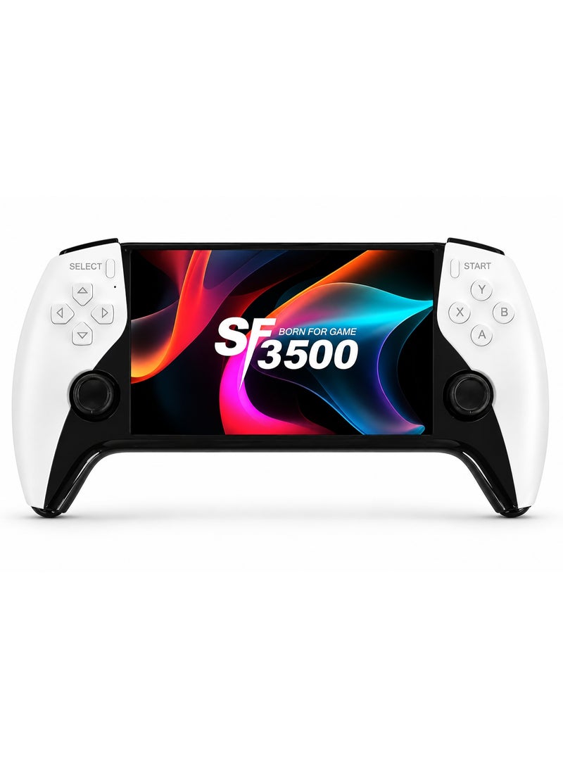 Handheld Retro Game Console, 5-Inch IPS Display, 2GB RAM, FHD Output, 2 Wireless Controllers, Portable Game Player for Home & Travel, White