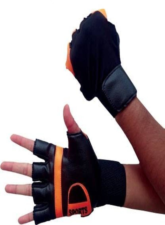 ZaySoo Workout Gloves with Wrist Support for Gym Workouts, Pull Ups Gym & Fitness Gloves Half Gloves - Orange - Image 5