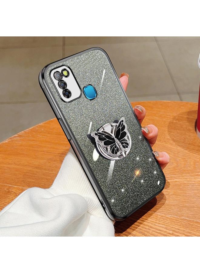 Zaboon Case For Infinix Smart 5 Plated Gradient Glitter Butterfly Holder TPU Phone Case - Image 1