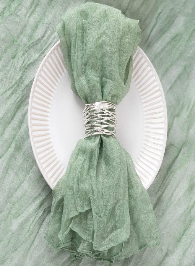 DeZerlor 50 Pack Sage Green Cheesecloth Napkins Summer Cloth Napkins Set of 50 Dinner Napkins Bulk 21x21 Inches for Wedding Bridal Shower Baby Shower Parties - Image 2