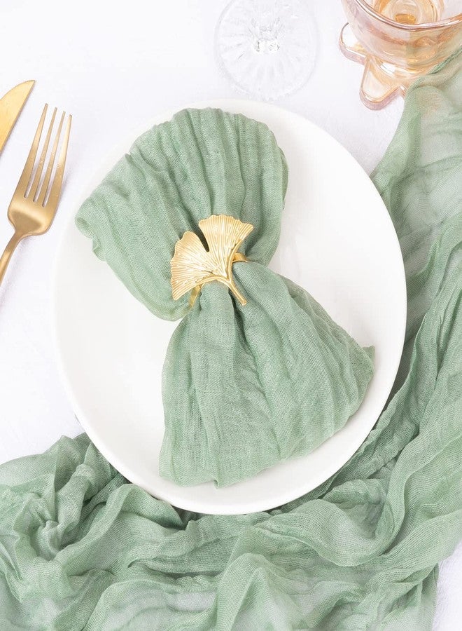 DeZerlor 50 Pack Sage Green Cheesecloth Napkins Summer Cloth Napkins Set of 50 Dinner Napkins Bulk 21x21 Inches for Wedding Bridal Shower Baby Shower Parties - Image 3