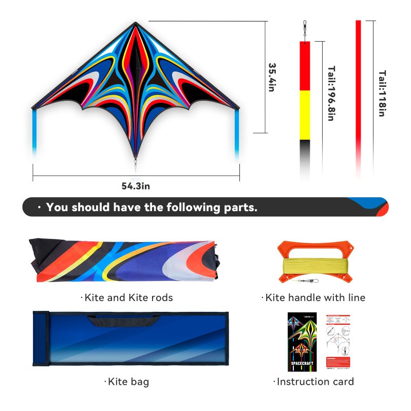 SGftre Blue Large Delta Kites Flying Toys Easy to Flyï¼ŒHuge Kite for Kids and Adultsï¼ŒComes with 328ft String Kites Handleï¼ŒBeach Kite Family Outdoor Toy (Power Triancle-Blue) - Image 2